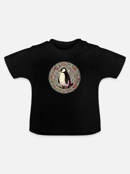 Keltischer Pinguin - Baby Bio-T-Shirt mit Rundhals - Schwarz