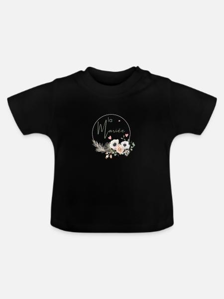 Brautkrone Boho Blumen - Baby Bio-T-Shirt mit Rundhals - Schwarz