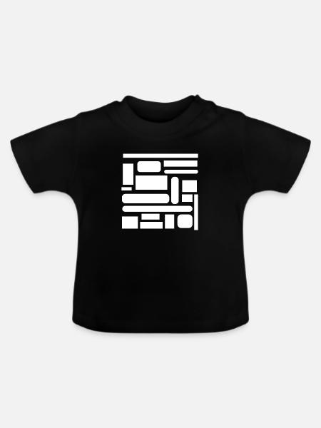 Weiße Geometrie - Baby Bio-T-Shirt mit Rundhals - Schwarz