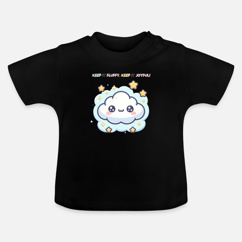 Keep it Fluffy Keep it Joyful ! - Baby Bio-T-Shirt mit Rundhals - Schwarz