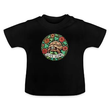 Tortue lente vivante - T-shirt bio col rond Bébé - noir - Devant