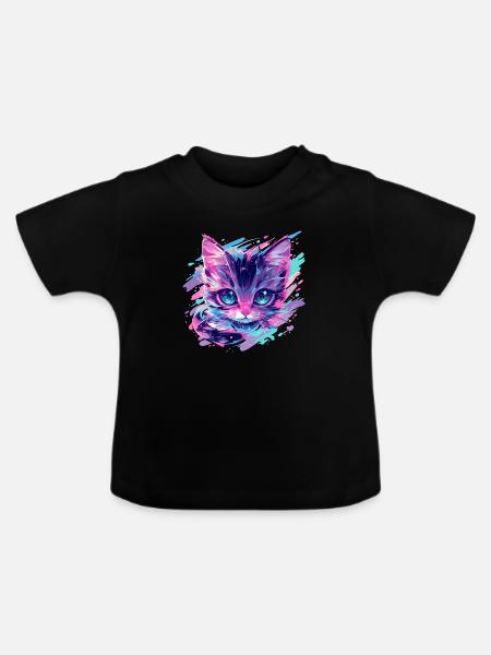 Kosmische Katze - Baby Bio-T-Shirt mit Rundhals - Schwarz