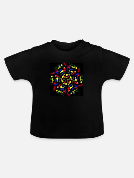 Rainbow flower - Baby Organic T-Shirt with Round Neck - black