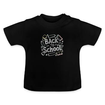 back to school - Baby Organic T-Shirt with Round Neck - black - Front