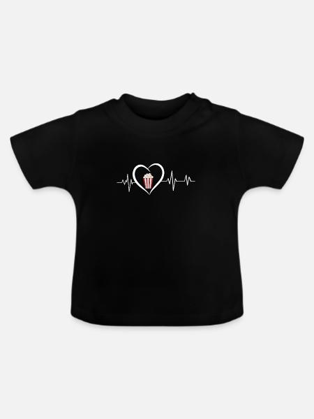 Popcorn-Herzschlag - Baby Bio-T-Shirt mit Rundhals - Schwarz