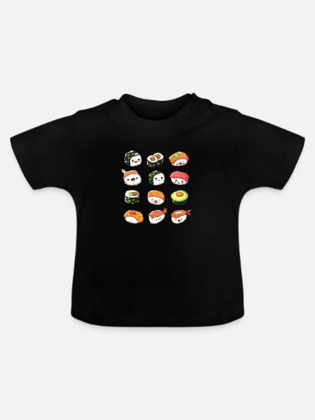 Kawaii Sushi Japan - Baby Bio-T-Shirt mit Rundhals - Schwarz