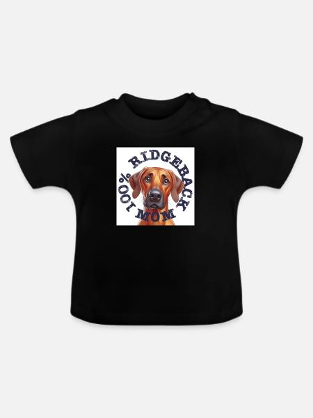 100% Ridgeback mom2 - Baby Bio-T-Shirt mit Rundhals - Schwarz