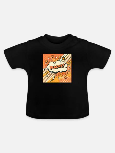 Peachy Pfirsich - Baby Bio-T-Shirt mit Rundhals - Schwarz