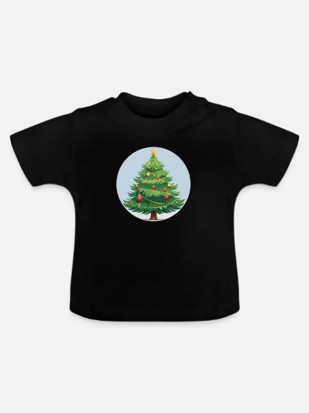 Weihnachtsbaum - Baby Bio-T-Shirt mit Rundhals - Schwarz