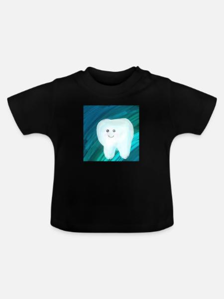 Zahn-Art - Baby Bio-T-Shirt mit Rundhals - Schwarz