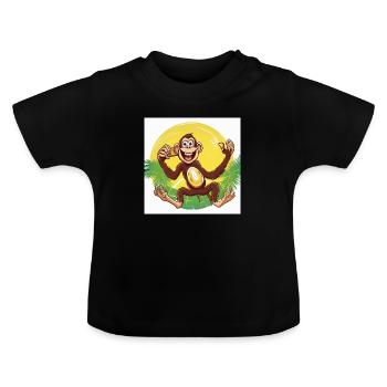 Rhythm Monkey - Baby Organic T-Shirt with Round Neck - black - Front