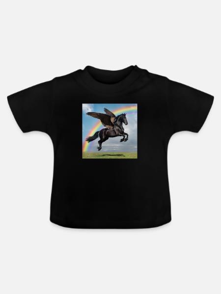 Rainbow Pegasus - Baby Bio-T-Shirt mit Rundhals - Schwarz