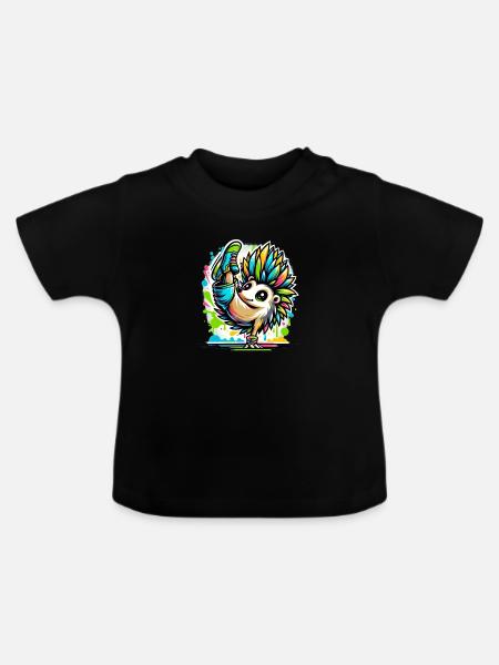cooler Igel Breakdance Tanzen - Baby Bio-T-Shirt mit Rundhals - Schwarz