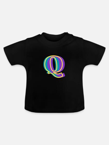 Mehrfarbiger Buchstabe q - Baby Bio-T-Shirt mit Rundhals - Schwarz