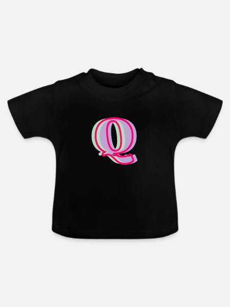 Mehrfarbiger Buchstabe q - Baby Bio-T-Shirt mit Rundhals - Schwarz
