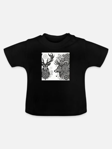 Hirsch II - Baby Bio-T-Shirt mit Rundhals - Schwarz