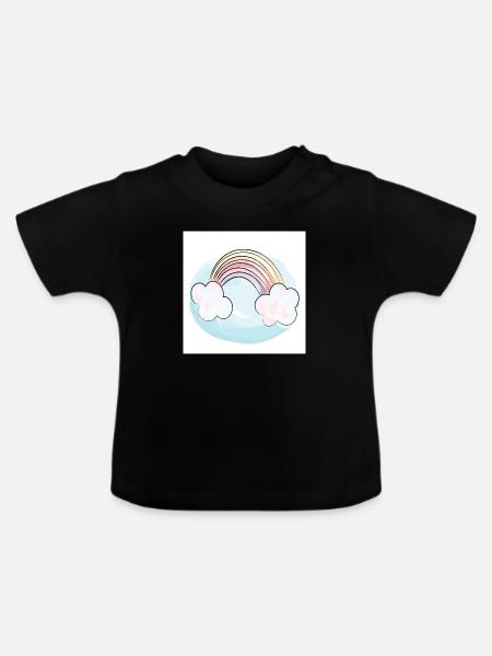 Regenbogen - Baby Bio-T-Shirt mit Rundhals - Schwarz