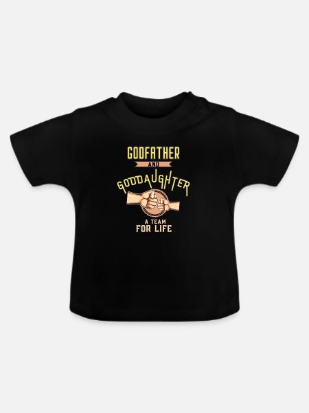 Pate und Patentochter Bindung - Baby Bio-T-Shirt mit Rundhals - Schwarz
