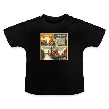 Vintage Travel Poster: Eine nostalgische Reise - Baby Bio-T-Shirt mit Rundhals - Schwarz - Vorne