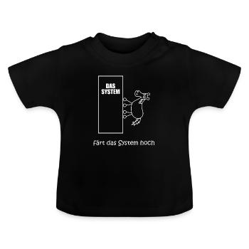 färt das system hoch, Pferd im IT-System, Netzwerk - Baby Bio-T-Shirt mit Rundhals - Schwarz - Vorne