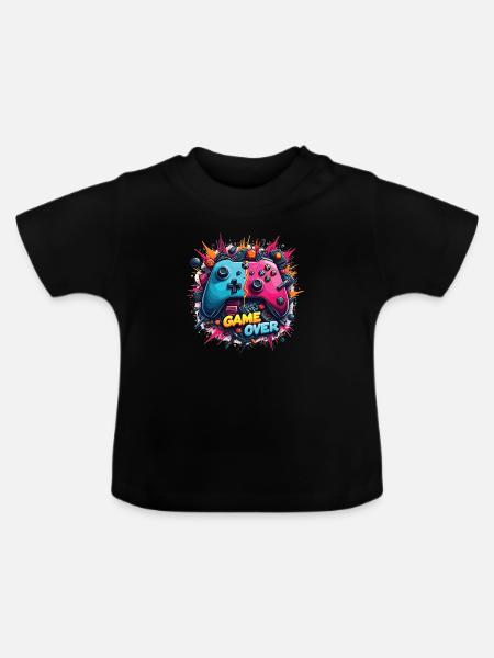 Game Over Retro Controller Shirt - Baby Bio-T-Shirt mit Rundhals - Schwarz