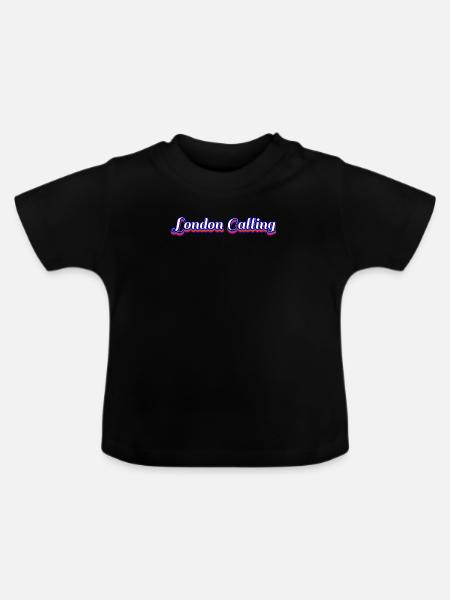 London ruft Retro - Baby Bio-T-Shirt mit Rundhals - Schwarz
