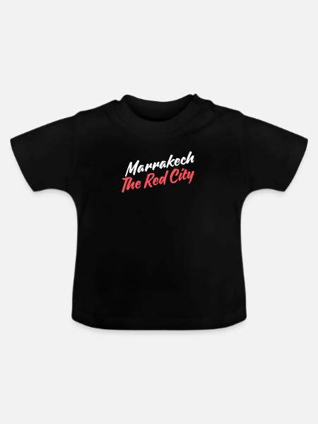 Marakech Die Rote Stadt Retro-Skript - Baby Bio-T-Shirt mit Rundhals - Schwarz