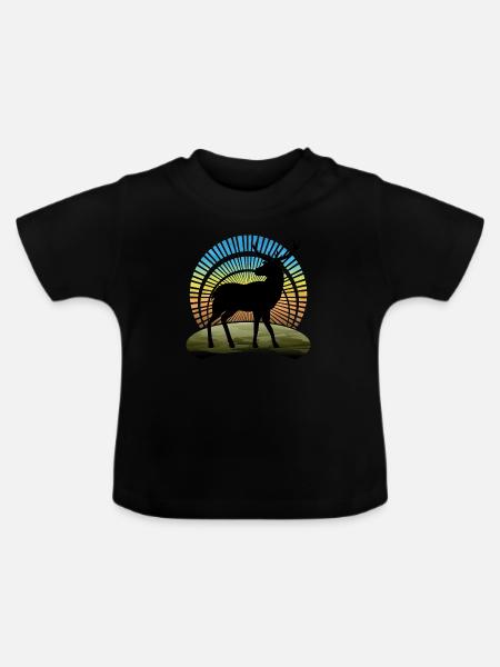 Hirsch - Baby Bio-T-Shirt mit Rundhals - Schwarz