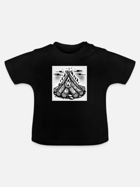 Flammenspiel im Comic-Stil: Lagerfeuerkunst - Baby Bio-T-Shirt mit Rundhals - Schwarz