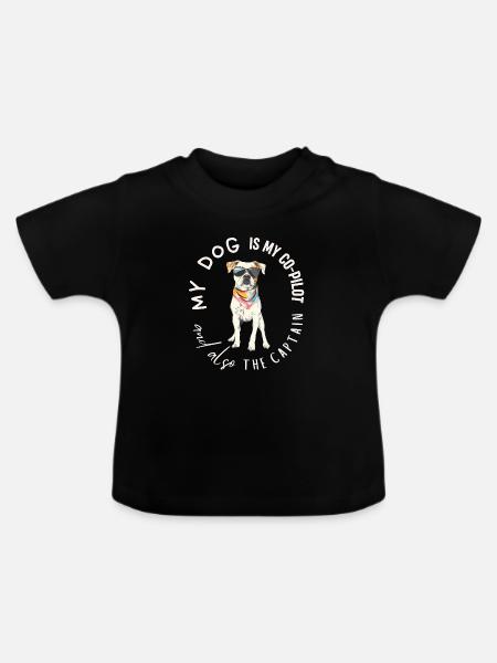 Co-Pilot-Welpe mit Sonnenbrille - Baby Bio-T-Shirt mit Rundhals - Schwarz