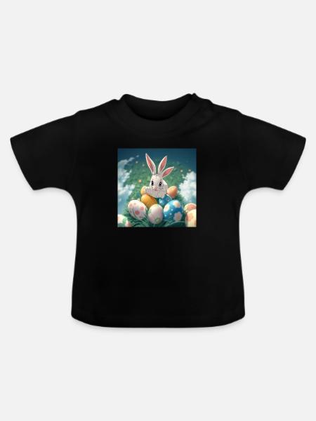 Hasenzauber & Eierregen - Baby Bio-T-Shirt mit Rundhals - Schwarz