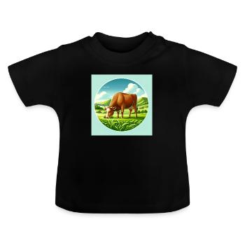 Kuh Texts - Baby Bio-T-Shirt mit Rundhals - Schwarz - Vorne