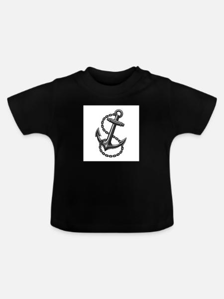 Schiffsanker - Unverzichtbare auf der See - Baby Bio-T-Shirt mit Rundhals - Schwarz