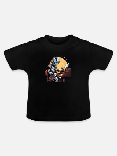 Der Roboter-Pianist - Baby Bio-T-Shirt mit Rundhals - Schwarz