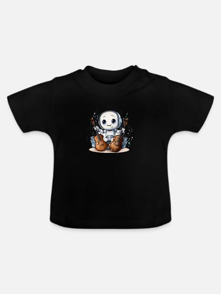 Der robotische Cellist - Baby Bio-T-Shirt mit Rundhals - Schwarz