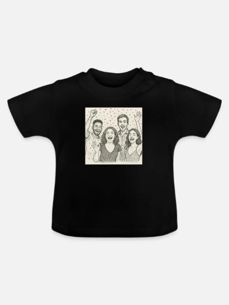 Abend mit Freunden - Baby Bio-T-Shirt mit Rundhals - Schwarz