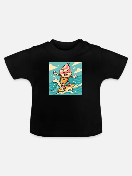 Surfer – Sommerspaß & Frische - Baby Bio-T-Shirt mit Rundhals - Schwarz