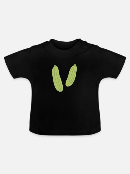 Gestreifte Zucchini - Baby Bio-T-Shirt mit Rundhals - Schwarz