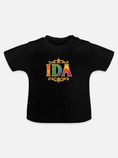 IDA Glitzer Gold Pailletten - Baby Bio-T-Shirt mit Rundhals - Schwarz