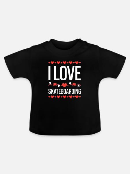 Ich liebe Skateboarding - Baby Bio-T-Shirt mit Rundhals - Schwarz