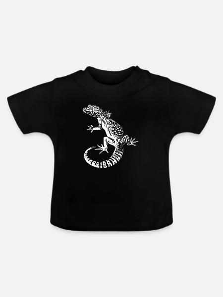 Gecko Leopardgecko Kontrast - Baby Bio-T-Shirt mit Rundhals - Schwarz