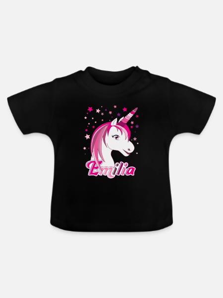Emilia, Mädchenname, Lieblingsname - Baby Bio-T-Shirt mit Rundhals - Schwarz