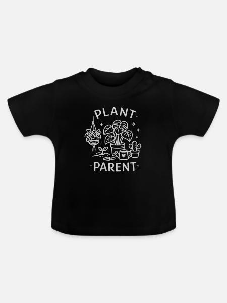Pflanzenliebe Linienkunst - Baby Bio-T-Shirt mit Rundhals - Schwarz