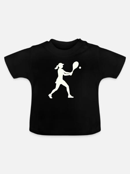 Tennisspielerin Silhouette - Baby Bio-T-Shirt mit Rundhals - Schwarz