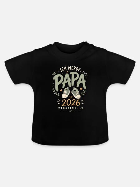 Werdender Vater Ich werde Papa - Baby Bio-T-Shirt mit Rundhals - Schwarz