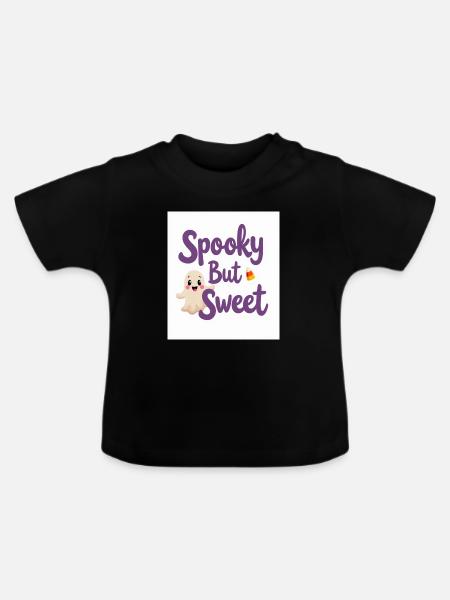 Gruseliger, aber süßer Geist - Baby Bio-T-Shirt mit Rundhals - Schwarz
