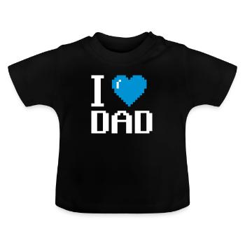 I Love My Dad Pixel vatertag - Baby Bio-T-Shirt mit Rundhals - Schwarz - Vorne