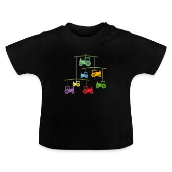 Tracteur Mobilé - T-shirt bio col rond Bébé - noir - Devant
