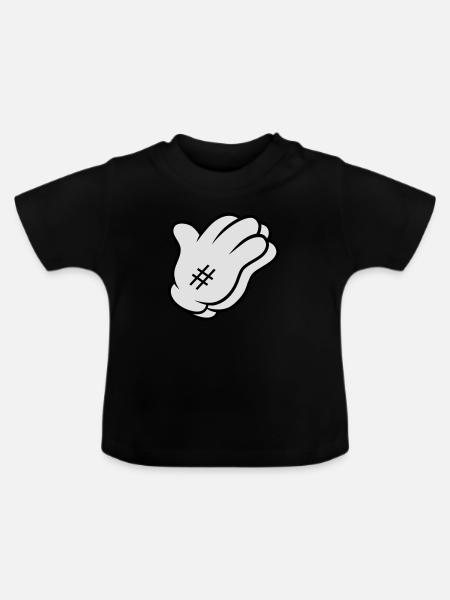 Comic Hand Pray - Baby Bio-T-Shirt mit Rundhals - Schwarz