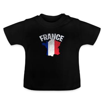 France France Drapeau - T-shirt bio col rond Bébé - noir - Devant